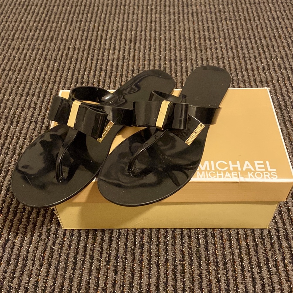 Black Bow Flip Flops